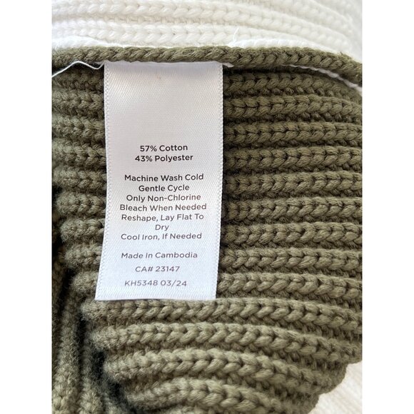 T By Talbots Cardigan Size Large Petite Snap Front V Neck Colorblock Olive Pink - Picture 6 of 7